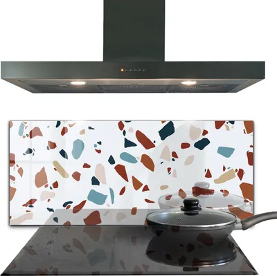 Produktbild von Spritzschutz aus Glas Küchenrückwand - Wandschutz für Herd und Spüle - 125x50 cm - Terrazzo Stein