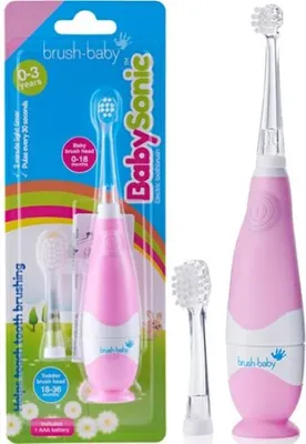 Produktbild von Brush-Baby BabySonic, Kind, Schallzahnbürste, Tägliche Pflege, 15000 Bewegungen pro Minute, Pink, Weiß, 4 x 30 sec