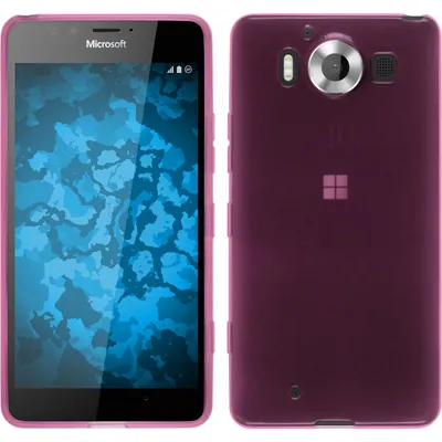 Produktbild von PhoneNatic Case kompatibel mit Microsoft Lumia 950 - rosa Silikon Hülle transparent + 2 Schutzfolien