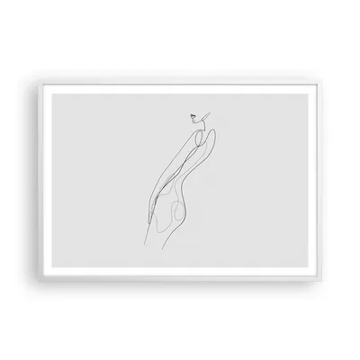 Produktbild von Gerahmtes Poster - Weißer Rahmen - Kontur Frau Minimalismus - 100x70 cm - Wand Bild - Wanddeko - Wandbilder - Wandposter - Bilderrahmen - Bilder - Kunstdruck - Wandbild - P2WAA100x70-4242