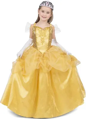 Imagen del producto de Disfraz de princesa para niñas, color amarillo, tallas de 10 a 12 años. Color: amarillo, tallas: 10-12 años