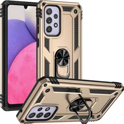 Immagine prodotto di Custodia per Samsung Galaxy A33 5G a doppio strato robusta, protezione militare con supporto ad anello e supporto Oro