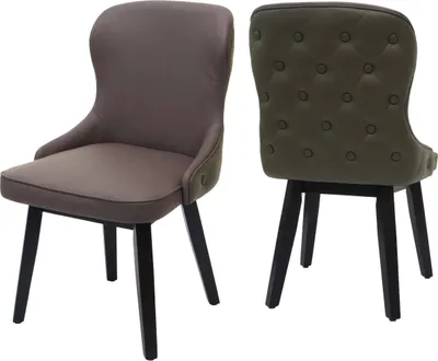 Produktbild von 2er-Set Esszimmerstuhl HWC-M60, Polsterstuhl Küchenstuhl Lehnstuhl Stuhl, Stoff/Textil Massiv-Holz dunkelgrün-grau