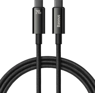 Produktbild von Baseus Tungsten Gold Lade-/Datenkabel USB-C zu USB-C 480 Mbit/s 240 W, schwarz 2M (CAWJ040101)