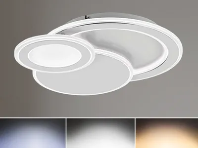 Produktbild von LED Deckenlampe flach rund, Fernbedienung Farbwechsel & Dimmer für Treppenhaus