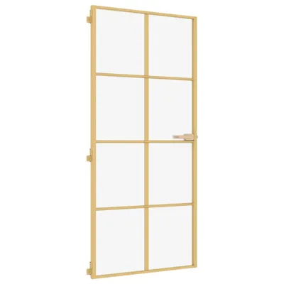 Produktbild von vidaXL Innentür Schlank Golden 93x201,5 cm Hartglas und Aluminium