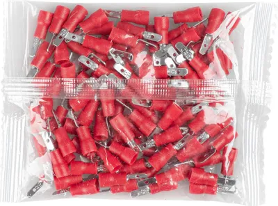 Obrázok produktu pre Sada Vayox, 100 ks, izolované ploché konektory, samec, 0,5–1,5 mm², 2,8 mm, červená