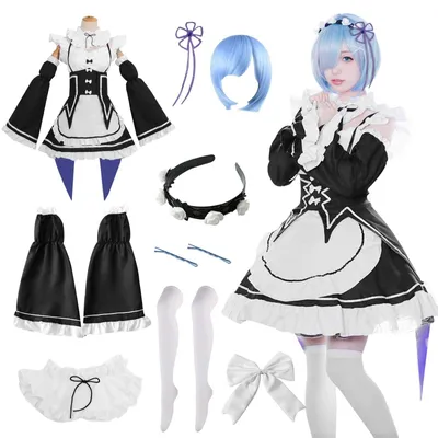 Produktbild von Inovra – Hausmädchen-Kostüm, elegantes Design – Cosplay, Anime – Kostüm für Hausangestellte – Rollenspielset – Kleid mit Accessoires – Erhältlich in den Größen M/L/XL