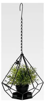 Produktbild von Blumenampel aus Metall für Innenräume, Hängepflanzen 64 cm mit Tür und 6 Ecken