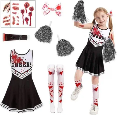Productafbeelding van Zombie cheerleaderkostuum voor kinderen, Halloween- en carnavalkostuum