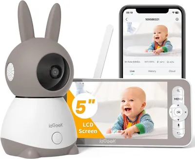 Produktbild von ieGeek Video-Babyphone Kinderkamera, Baby Kamera, Babyphone, Bewegungserkennung, Eco-Mode, Nachtsicht,300m Reichweite,Strahlungsarm,Audio-Überwachung