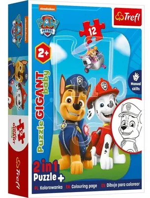 Produktbild von Paw Patrol Puzzle zum Ausmalen für Babys, 12 Teile