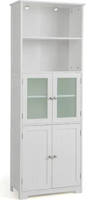 Image de Meuble de Salle de Bain Haut 163 cm Meuble de Rangement Autonome 60 x 30 x 163 cm Blanc
