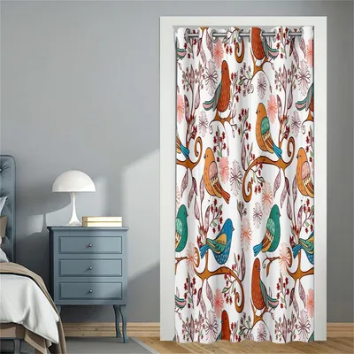 Produktbild von Verdunklungsvorhang mit Ösen Vogelmuster 167x228 cm