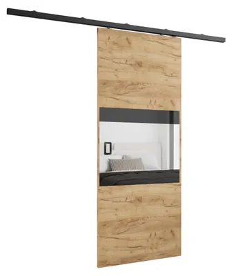 Produktbild von KIER FURNITURE Schiebetür Komplettset LUMBA Sliding Door, Raumteiler Schiebetür Eiche Craft Gold 106x205x1,6 cm