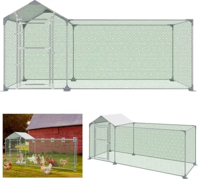 Produktbild von XMTECH 3x1x1,5m Hühnerstall Tiergehege Freilaufgehege Tierlaufstall mit PE-Schattendach, Verzinkter Stahlrahmen, Außenzaun Verwendet für Hühner