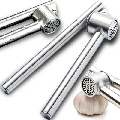 Produktbild von Knoblauchpresse Knoblauchschneider Edelstahl Garlic Press Crusher Knoblauch Stampfer Ingwer Ergonomischer Griff Easy Clean Küchenhelfer Silber Retoo