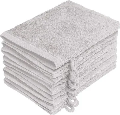 Productafbeelding van Waslappen, 10 stuks - zilvergrijs, 15 x 21 cm, 100% katoen