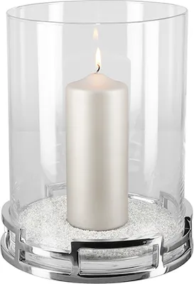 Produktbild von Fink HOMMAGE, Windlicht mit Glas, Edelstahl, poliert, glatt, silberfarben, L. 23 cm, B. 23 cm, H. 32 cm, D. 23 cm 146104