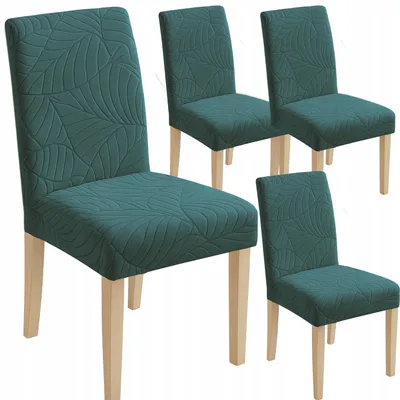 Produktbild von Stuhlhussen 4 Stück - Flaschengrün Jacquard - Universeller Stuhlbezug - Passend für Henriksdal - Waschbar