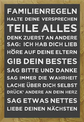 Produktbild von Motivational - Poster - Familienregeln + Wechselrahmen, Shinsuke® Maxi MDF Eiche, Acryl-Scheibe