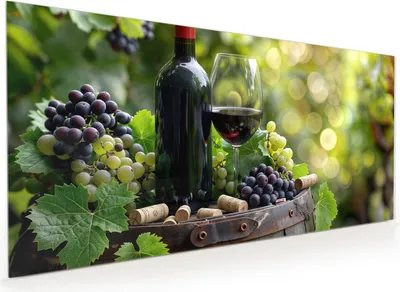 Produktbild von Küchenrückwand Spritzschutz Glas mit Motiv Wein Und Trauben 40 x 40 cm