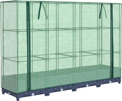 Image de vidaXL Potager surélevé avec couverture de serre aspect rotin 160x40x123 cm