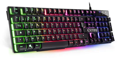 Image de Clavier de jeu USB filaire - 105 touches semi-mécaniques - Rétroéclairage RGB - Noir