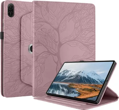 Produktbild von Für Honor Pad X8a 11 Zoll 360 Grad Rotation Baum Muster Kunstleder Hülle Tasche Pink