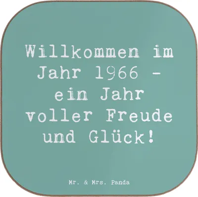 Produktbild von Mr. & Mrs. Panda Tischuntersetzer Spruch 1966 Geburtstag - Meeresbrise - Geschenk, gläseruntersetzer, personalisierte Geschenke, Coaster, Willkommen im Jahr, besondere