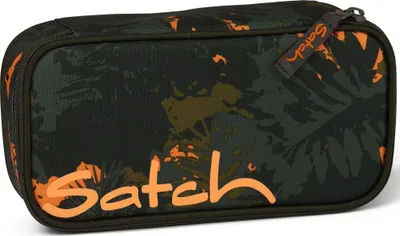 A pencil case with a jungle print.