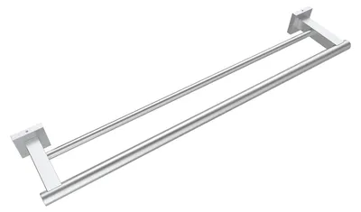 Image de Porte-serviettes double pour salle de bain, en acier inoxydable 304 brossé, 61 cm