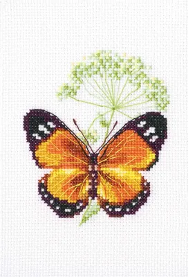 Image de RTO, kit de point de croix "Carvi et papillon", référence eh365, patron de comptage, dimensions 8,5 x 9,5 cm