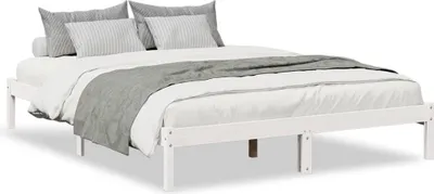 Produktbild von vidaXL Massivholzbett Extra Lang ohne Matratze Weiß 140x220 Kieferholz