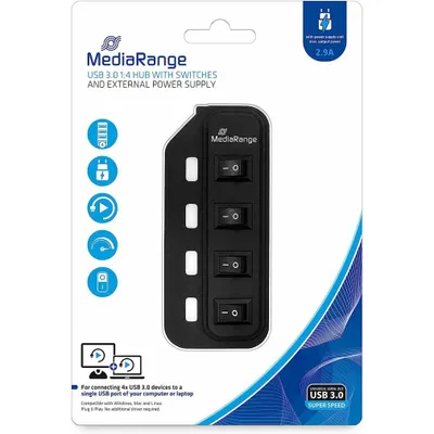 Produktbild von MediaRange MRCS505, USB 3.0 (3.1 Gen 1) Type-A, DC, Schwarz, USB