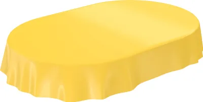 Produktbild von Tischdecke Wachstuch PVC abwaschbar Einfarbig Gelb Oval 180x140cm Schnittkante