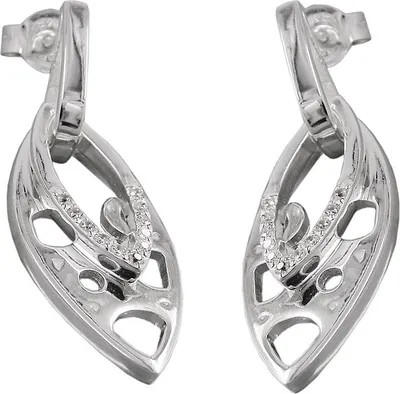Produktbild von Paar Ohrringe Ohrhänger 30x12mm mit Zirkonia 925 Silber spitzoval Ohrschmuck