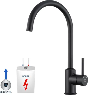 Produktbild von Niederdruck Küchenarmatur schwarz Edelstahl Wasserhahn Küche 360° Spültischarmatur Spülbecken Armatur Spültisch Einhand Spültischbatterie