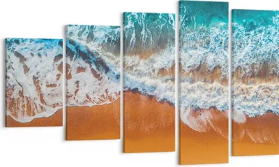 Produktbild von Bild auf Leinwand - Leinwandbild - 5 Teile - Sand Wasser Strand - 100x60cm - Wand Bild - Wanddeko - Wandbilder - Leinwanddruck - Bilder - Wanddekoration - Leinwand bilder - Wandbild - EG100x60-5021