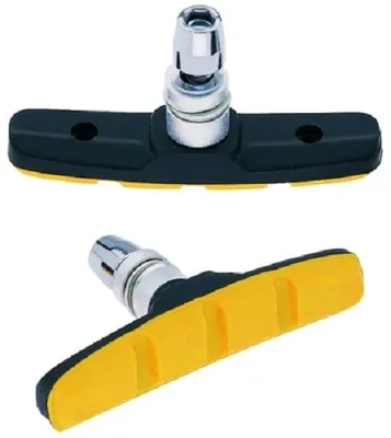Image de Patins de frein V-Brake, noir/jaune (1 paire)