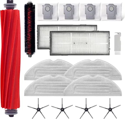 Zubehör-Set für Roborock S7 Pro Ultra/Roborock S7 MaxV Ultra, 1 Walzenbürste, 1 selbstreinigende Bürste, 2 Hepa-Filter, 4 Seitenbürste, 4 Wischtücher, 4 Staubbeutel