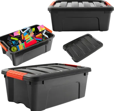 Produktbild von Multifunktionaler Organizerkorb mit Deckel zur Aufbewahrung 12L - Behälter für Spielzeug, Zubehör und Haushaltsgegenstände, CE|EN 71 Zertifikat, Neu, 12 Stück pro Karton