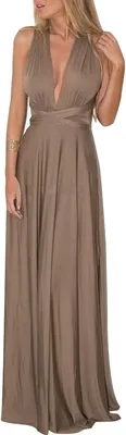 Produktbild von Damen-Abendkleid Maxi Multiway Chiffon Elegantes Braun L