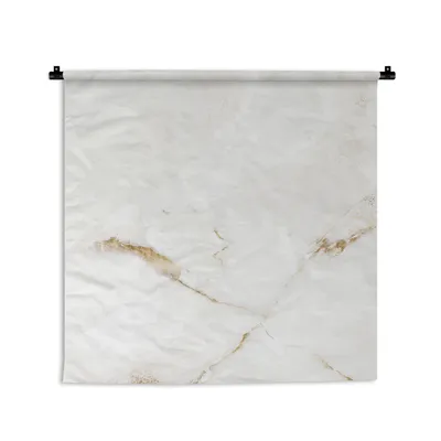 Produktbild von MuchoWow® Wandteppich Wandbehang Marmor - Weiß - Gold 120x120 cm Tapisserie Dekoration Wandtuch - Modern - Baumwollgewebe