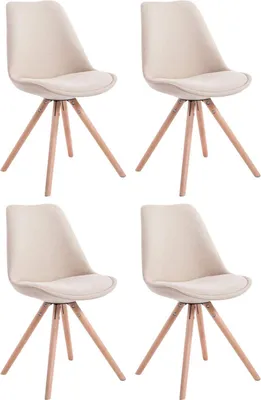 Productafbeelding van Set van vier gaststoelen – presentatiestoelen – Elegant design met een stevig houten frame | Kleur: Crème | Bekleding: Naturel
