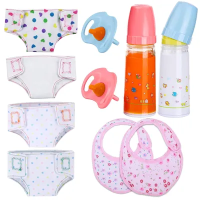 Produktbild von Babyflaschen für Puppen, 10 Stück, mit Zubehör, für Puppenpflege