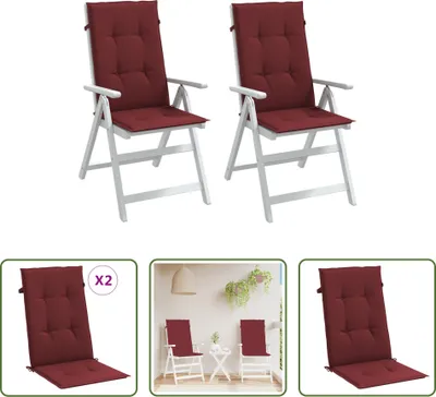 Image de Coussins pour fauteuil Hochlehner, lot de 2, mélange de couleurs bordeaux, dimensions 120x50x4 cm, tissu