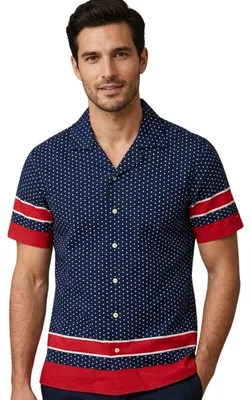Zdjęcie produktu dla Męska koszula Tommy Hilfiger z bawełny w kropki, z krótkim rękawem, rozmiar M
