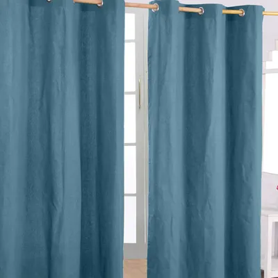 Produktbild von HOMESCAPES Gardinen mit Ösen unifarben, Himmelblau, 137 x 182 cm
