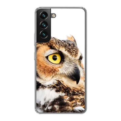 Produktbild von MuchoWow® Handyhülle Schutzhülle Hülle für Samsung Galaxy S22 Braune Eule mit weißem Hintergrund Silikon Softcase Handy Hülle - Mobiltelefonhülle